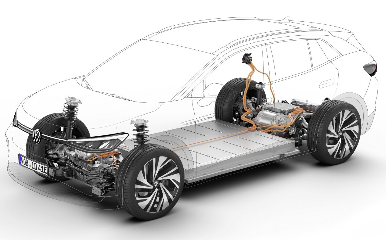 Volkswagen ID4 electric car review by Will Dron for Sunday Times Driving.co.uk - battery pack cutaway