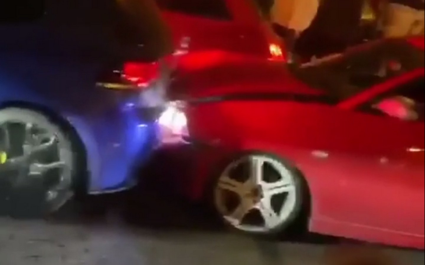 VW Golf R and Seat Ibiza crash - from Reddit video uploaded by user rodharet