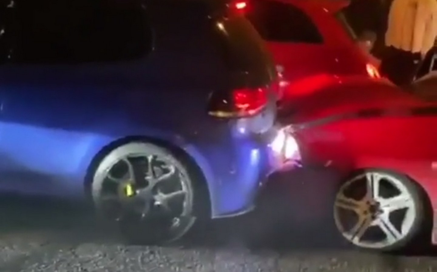 VW Golf R and Seat Ibiza crash - from Reddit video uploaded by user rodharet
