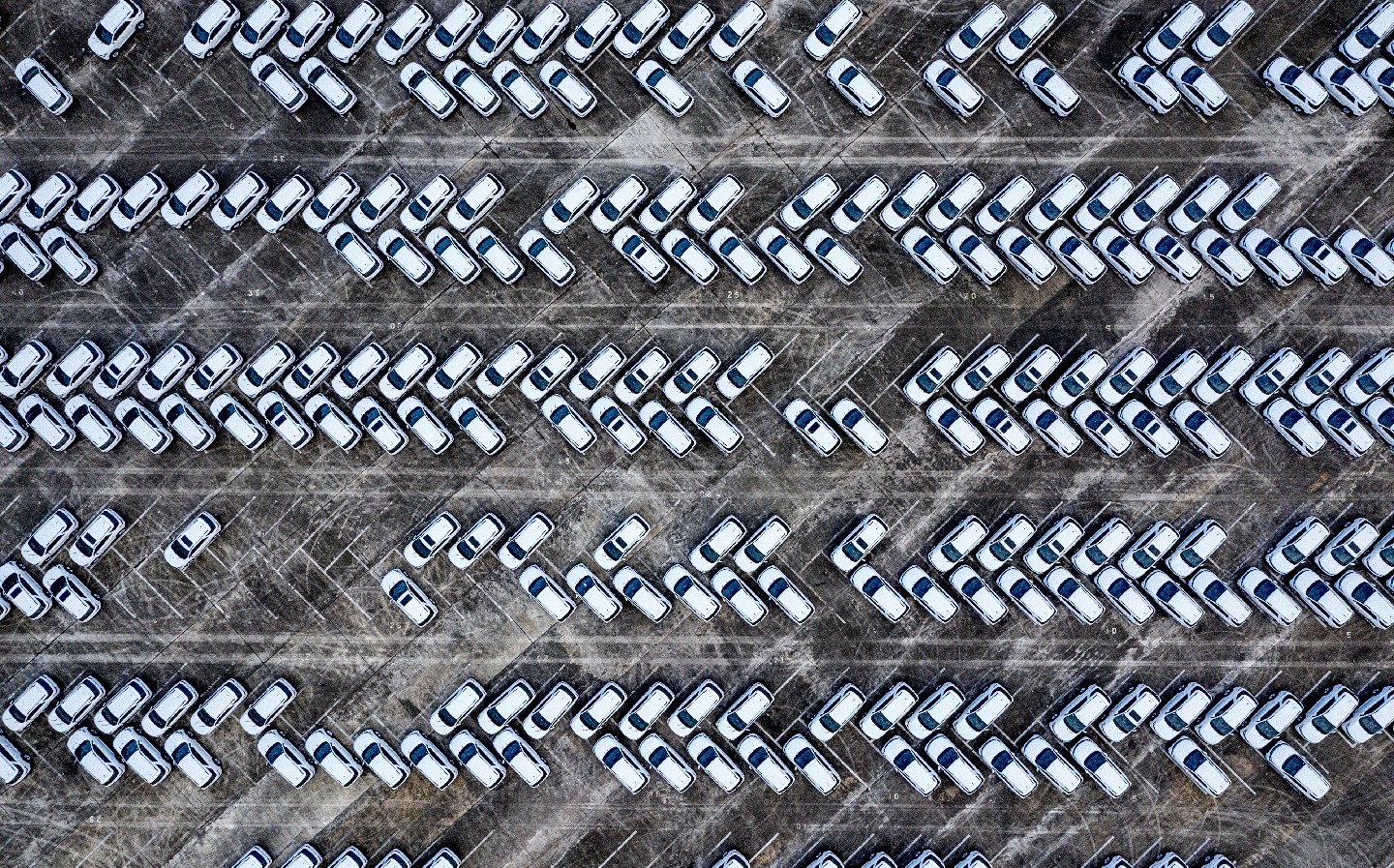 Tesselated herringbone parking lot