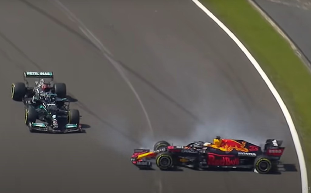2021 British GP Max Verstappen and Lewis Hamilton crash