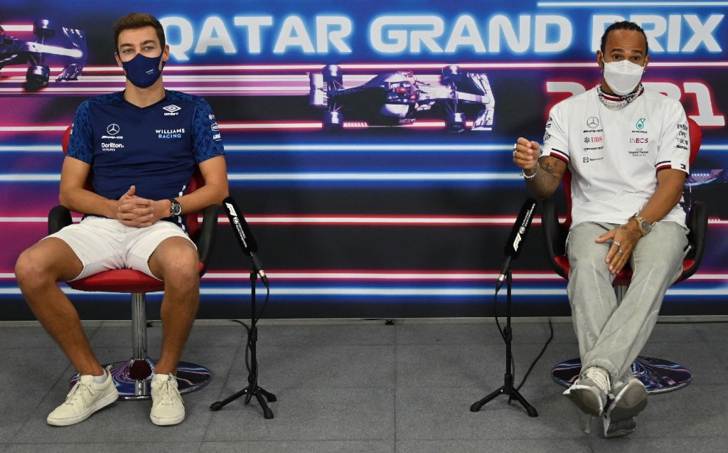 George Russell and Lewis Hamilton, 2021 Qatar GP press conference