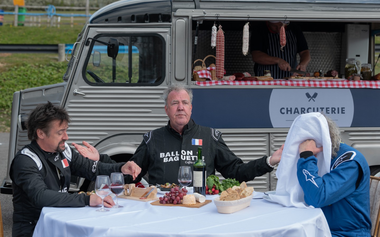 Jeremy Clarkson, Richard Hammond and James May in The Grand Tour French car special "