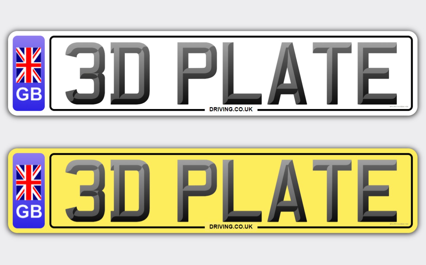 UK Printed Road Legal Standard Sized Number Plates With ENHANCEMENT OPTIONS 