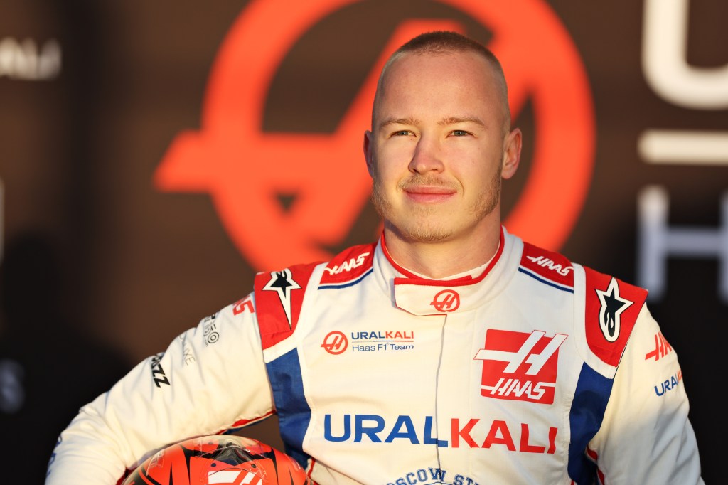 Russian driver Nikita Mazepin during the unveiling of the Haas F1 VF-22 Ferrari during day one of F1 testing at Circuit de Catalunya. Haas has since dropped its Russian title sponsor Uralkali after the country began an invasion of Ukraine (Mark Thompson/ Getty Images)