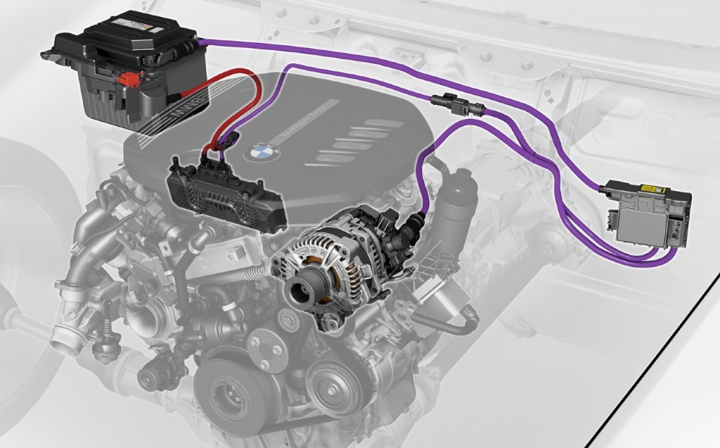 BMW mild hybrid system cutaway diagram