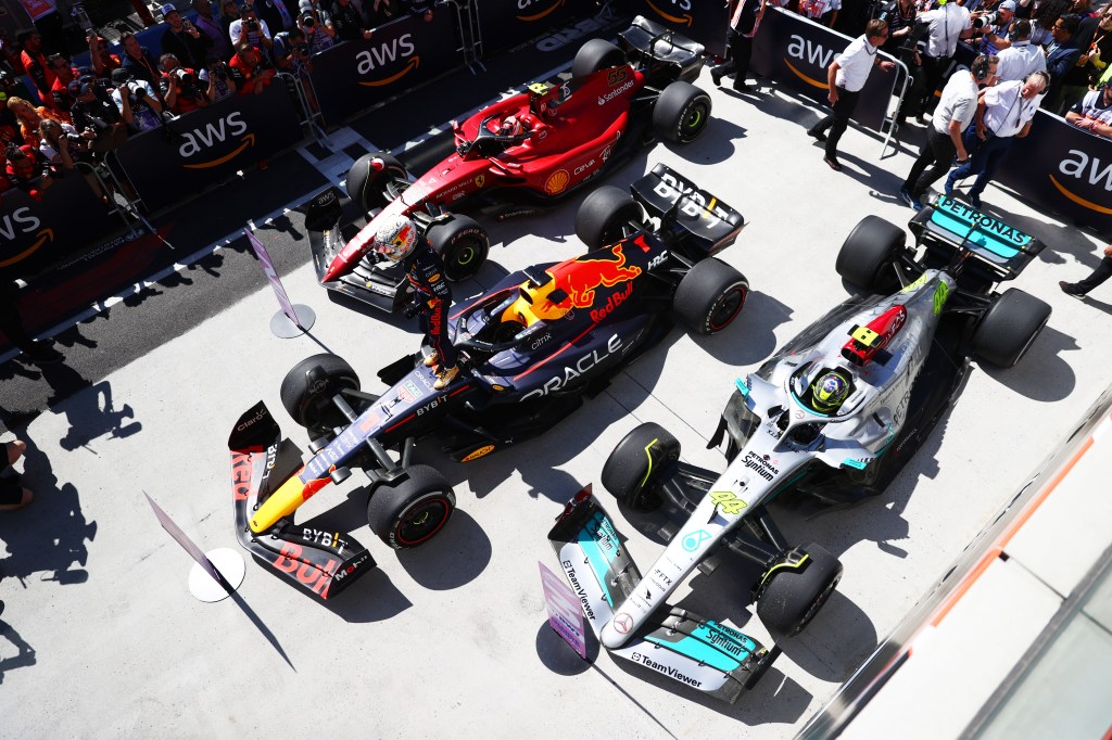 Red Bull, Ferrari and Mercedes in parc ferme at Canadian GP 2022