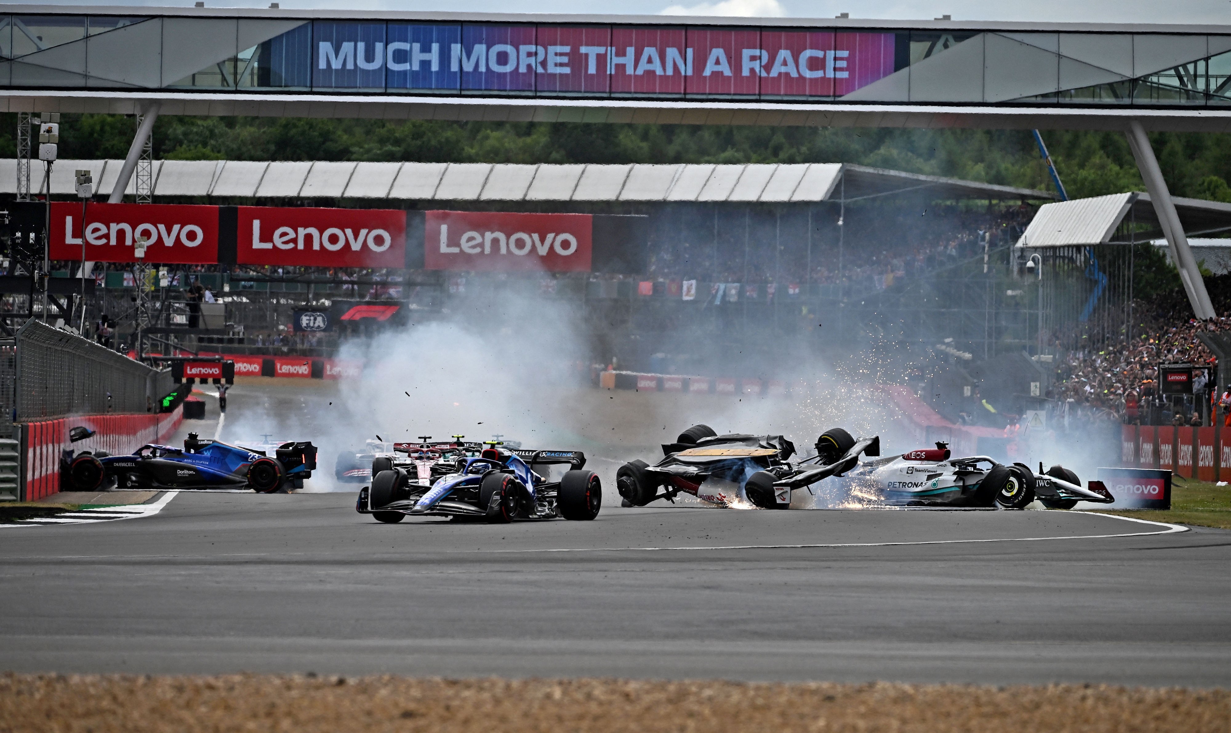 Crash at start of 2022 British GP