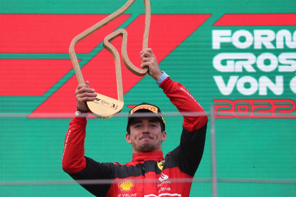 Charles Leclerc of Ferrari at the podium of the Formula 1 Austrian Grand Prix at Red Bull Ring in Spielberg, Austria on July 10, 2022. (Photo by Jakub Porzycki/NurPhoto via Getty Images)