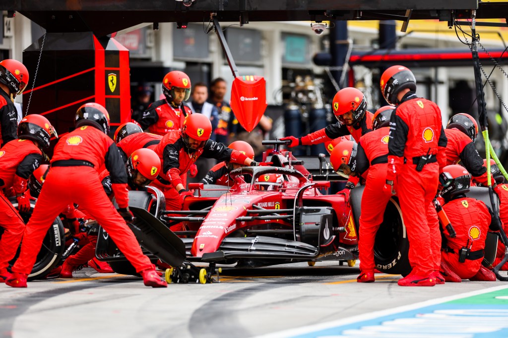 Charles Leclerc makes a third pitstop at the 2022 Hungarian GP.