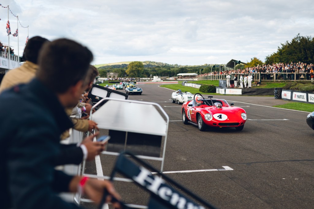 Sam Hancock in the Ferrari 246S Dino during the 2022 Sussex Trophy at the Goodwood Revival. Photo: Jordan Butters