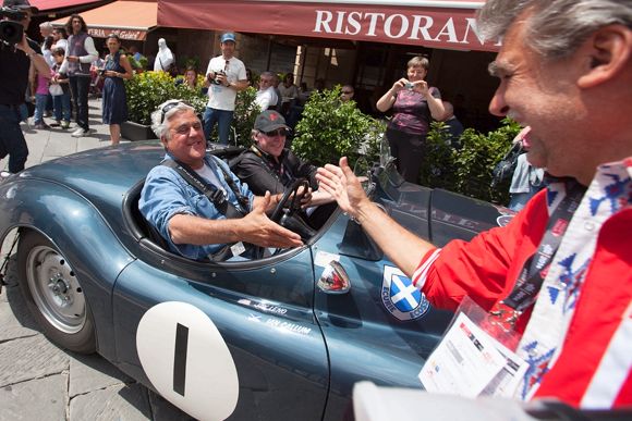 Jay Leno on the Mille Miglia in a Jaguar XK120