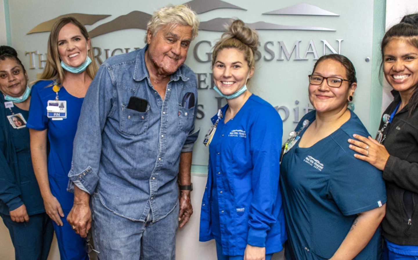 Jay Leno released from hospital after face burns