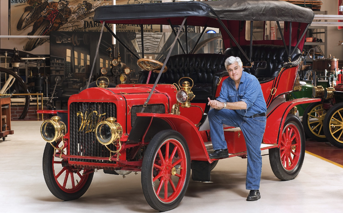 Jay Leno with White steam car