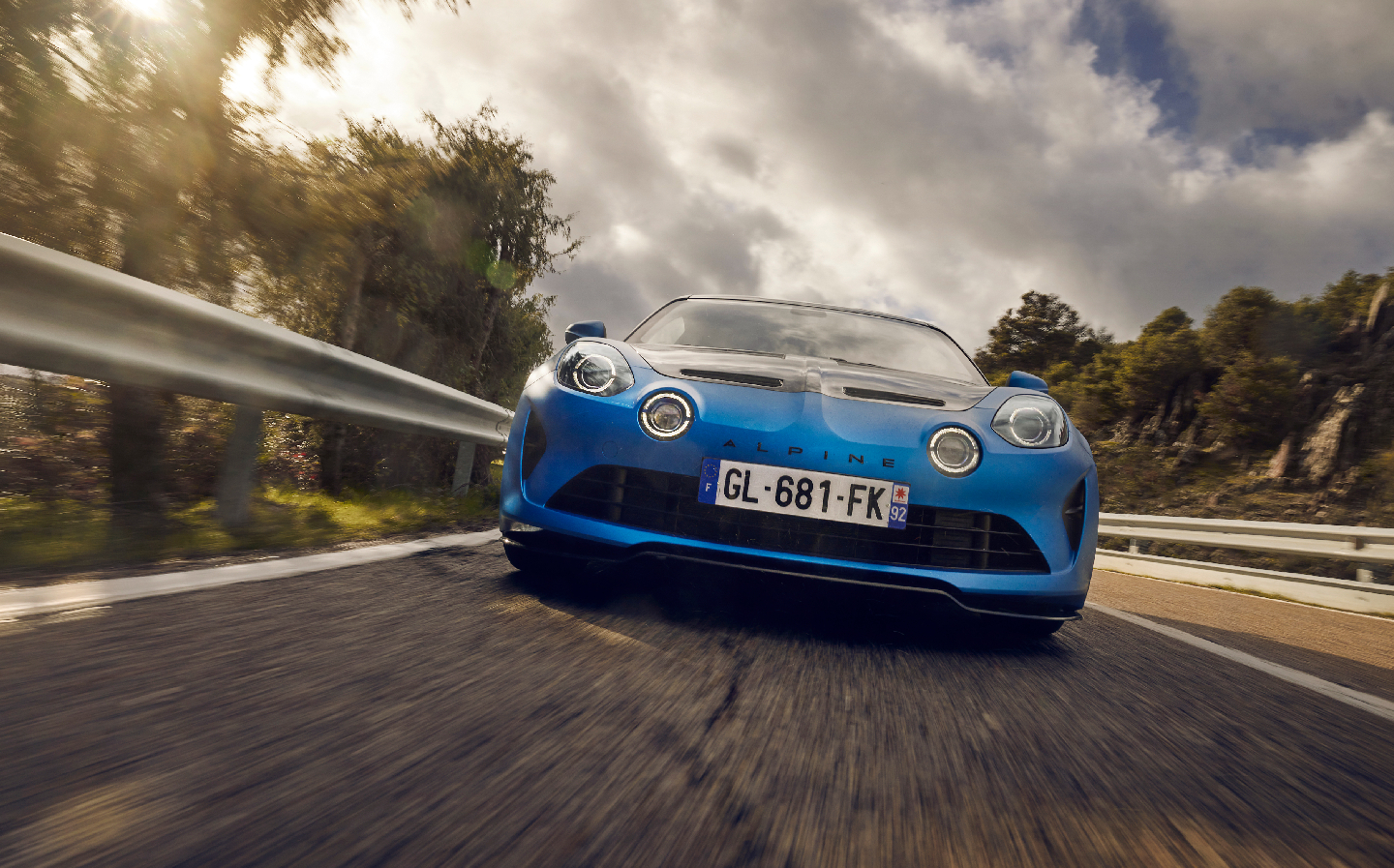Alpine A110 R on the road, action