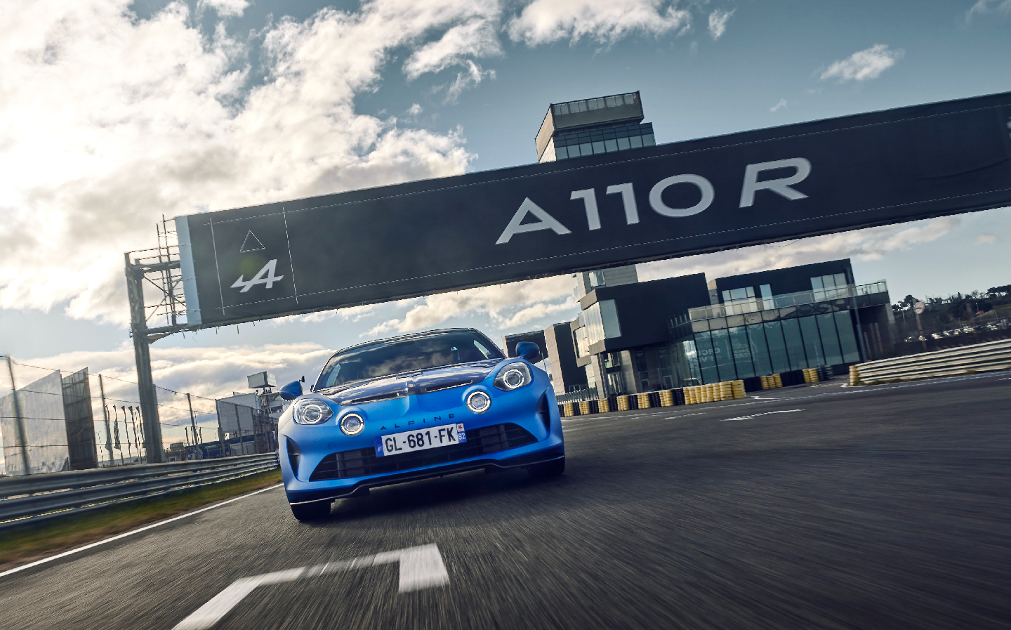 Alpine A110 R on the pit straight at Jarama Circuit, action