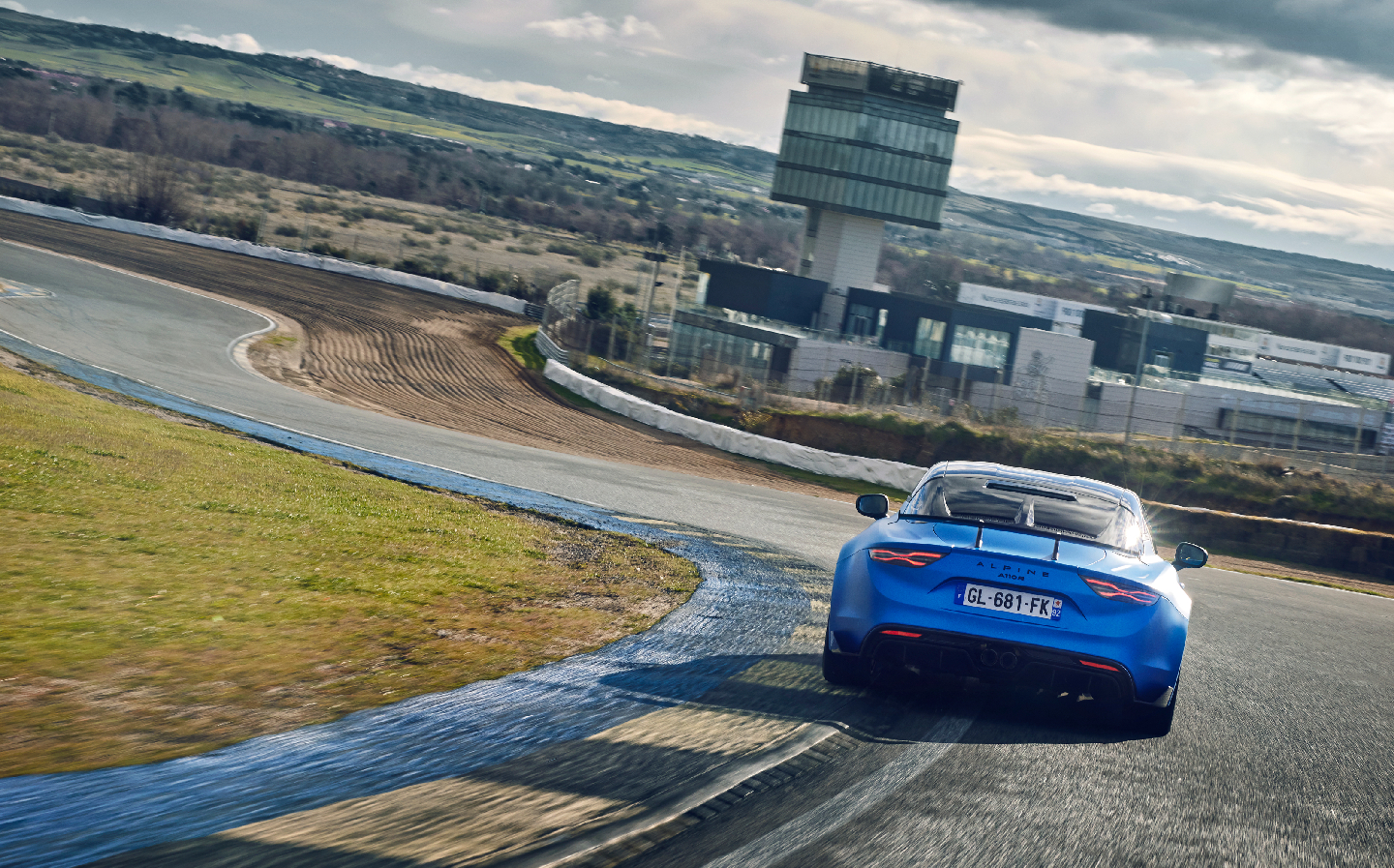 Alpine A110 R on the pit straight at Jarama Circuit, action