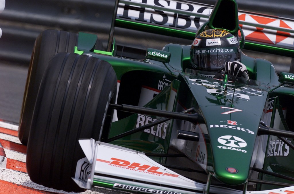 Eddie Irvine in the Jaguar-Ford at the 2000 Monaco GP