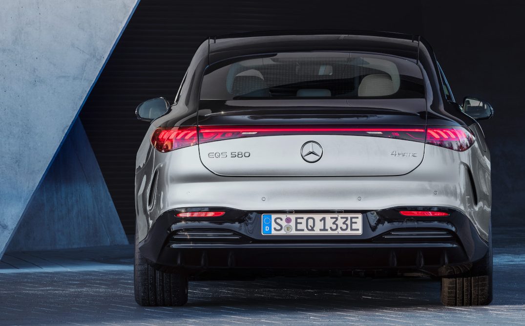 Mercedes EQS electric car rear view