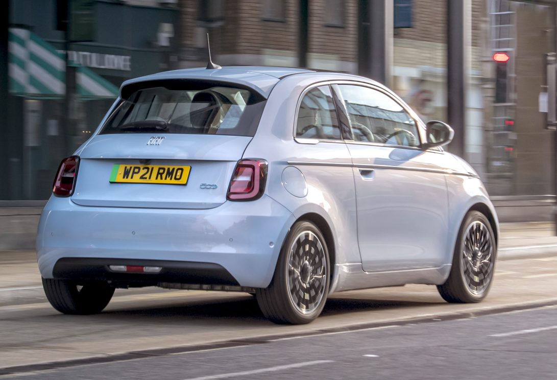 Fiat 500e on the road