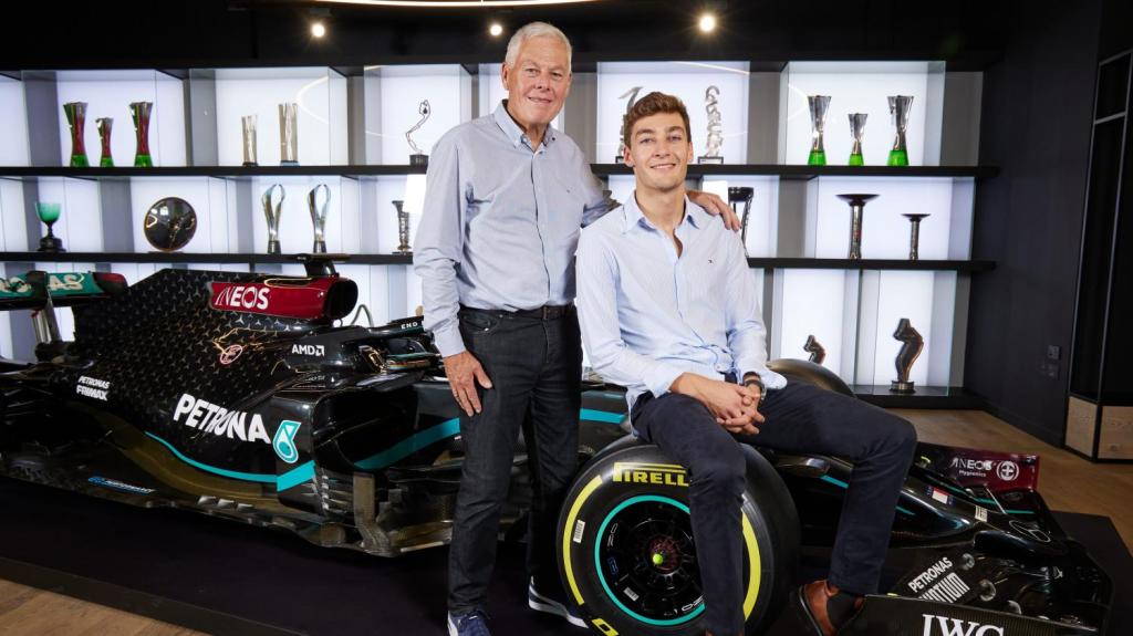 F1 driver George Russell with his dad, Steve