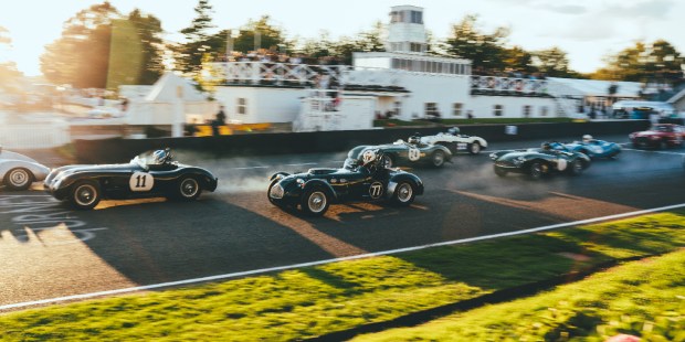 Classic cars starting a race at the Goodwood Revival