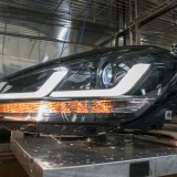 A headlight being tested at Ring Automotive's laboratory in Leeds