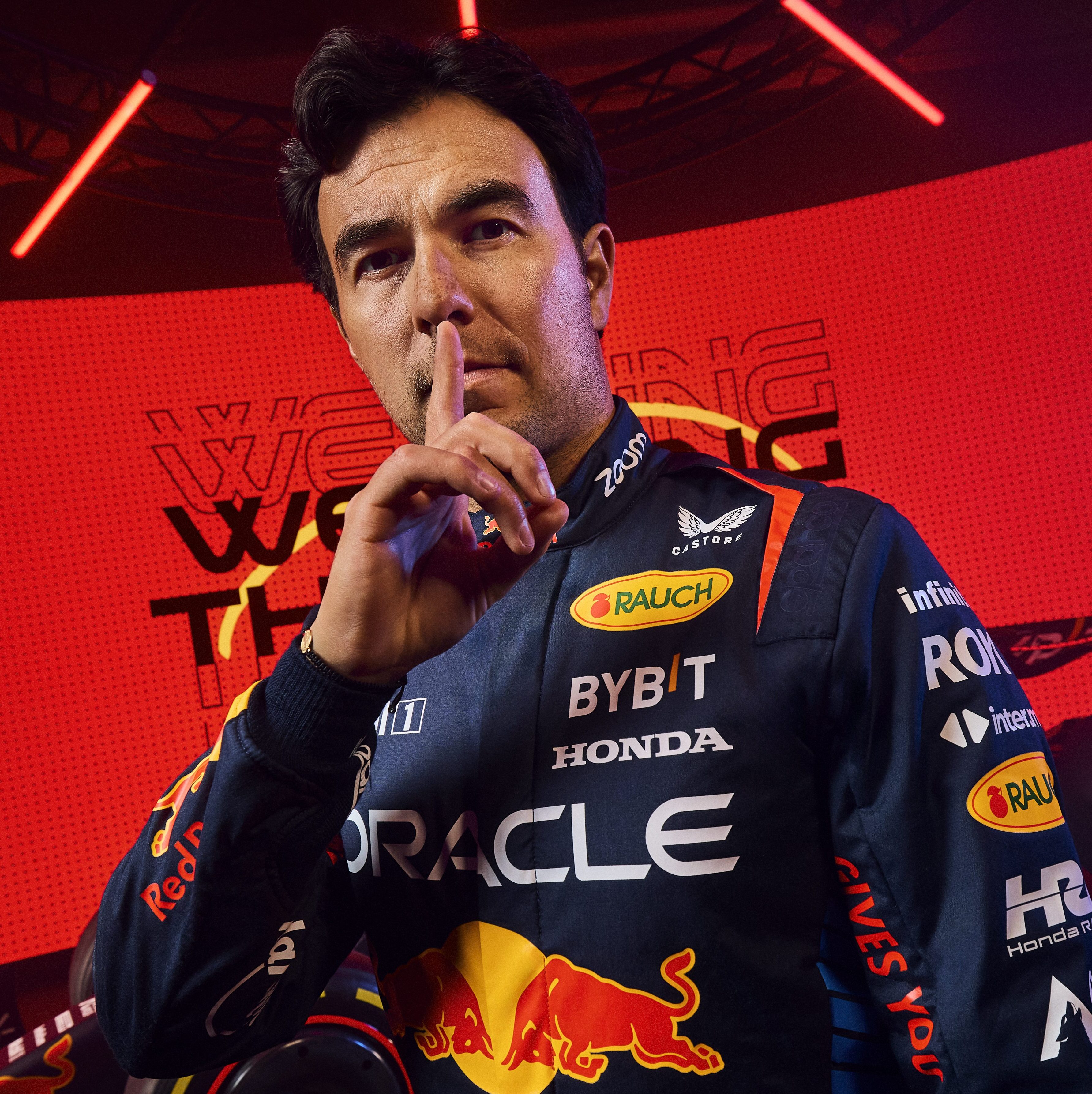 Sergio Perez poses for a portrait during Red Bull Racing 2024 Season Launch RB20 in London, UK on January 30, 2024 // Will Cornelius / Content Pool // SI202402140536 // Usage for editorial use only //