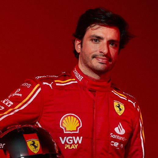 Carlos Sainz portrait at the 2024 Ferrari F1 launch