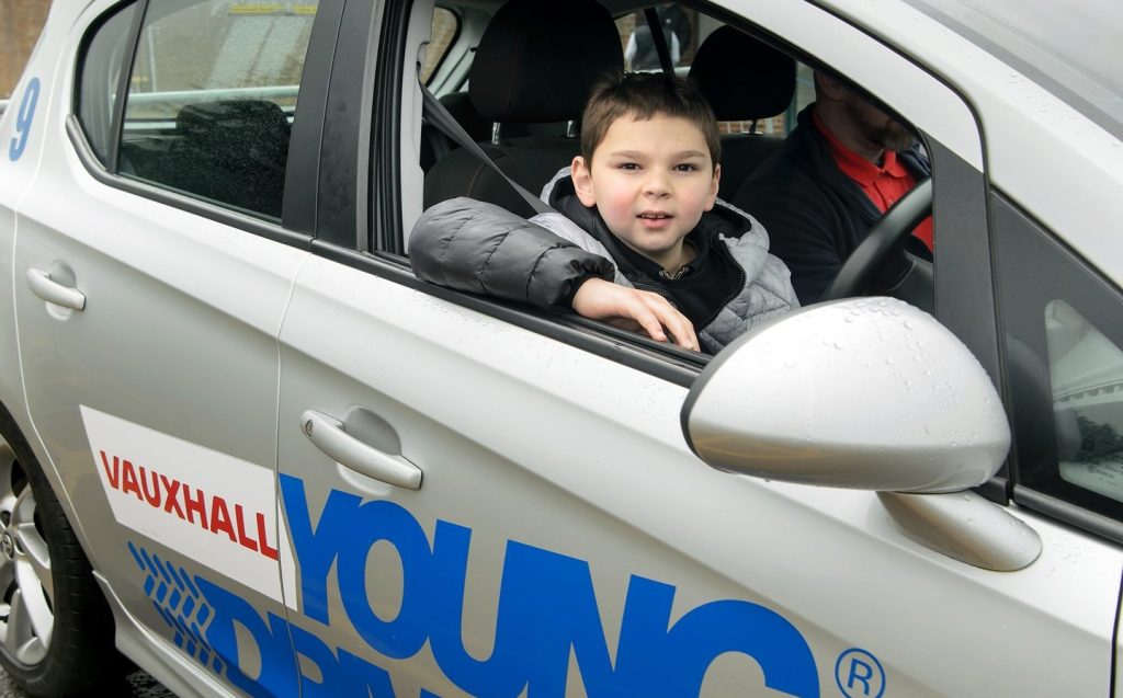 Tony Hudgell got behind the wheel for his first driving lesson with Young Driver