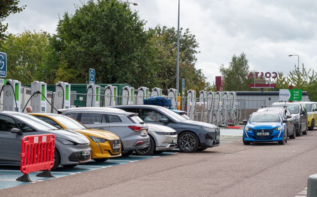Motorway charging queue
