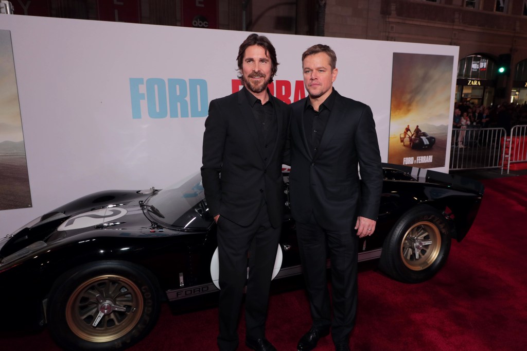 Christian Bale, Matt Damon seen at Twentieth Century Fox FORD v FERRARI premiere, Los Angeles, USA - 04 Nov 2019 (Photo by Eric Charbonneau/Getty Images for Twentieth Century Fox)