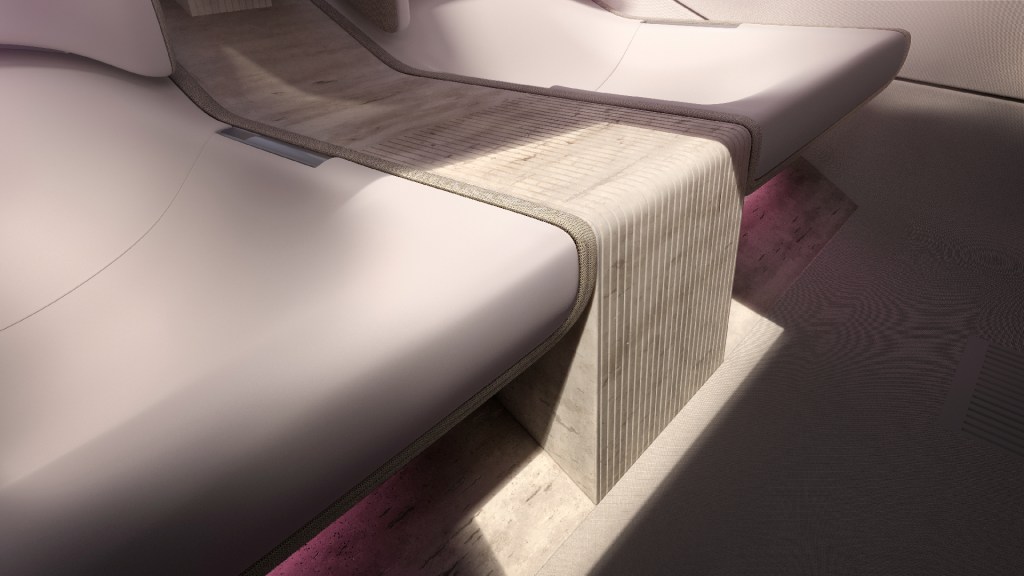 Jaguar Type 00 interior travertine stone plinth