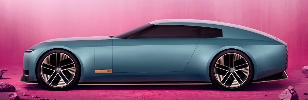 Jaguar Type 00 concept car in blue, side view