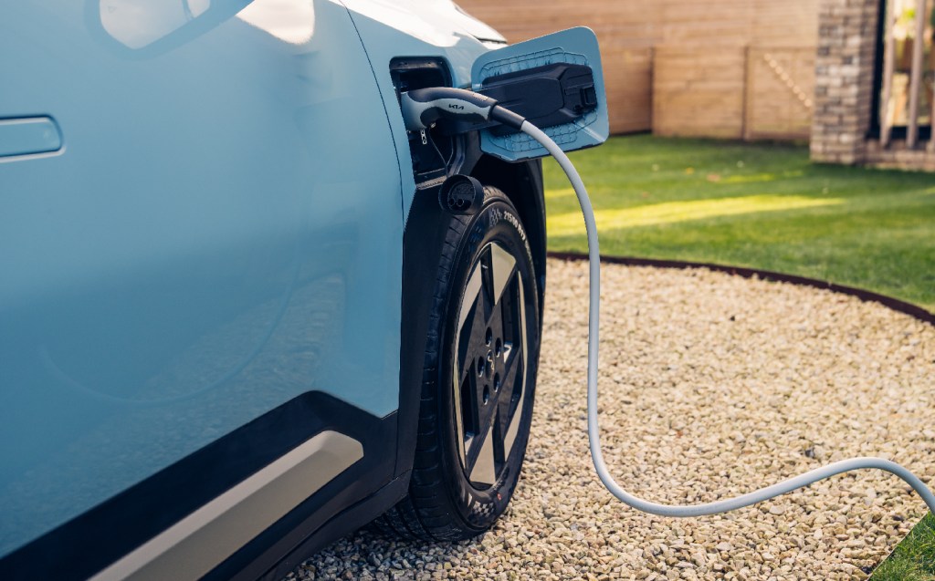Kia EV3 Air charging cable plugged in